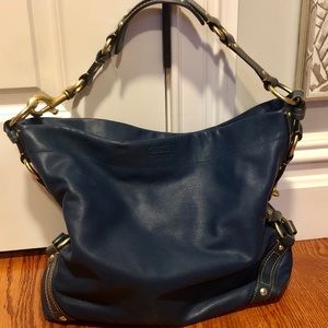 Coach Blue Genuine Leather Shoulder/Hobo Bag
